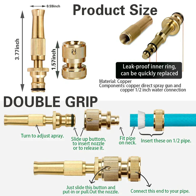 Heavy-Duty Brass Water Spray Nozzle Attachment - Image 6