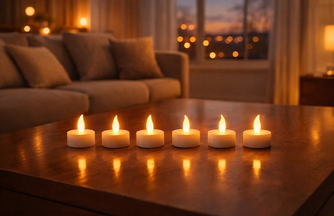 Pack of 06 LED Tealight Candles – Battery Operated Flameless & Smokeless Decorative Diyas for Diwali, Pooja & Home Decoration, Warm Yellow Tea Lights for Festival & Party Décor - Image 2